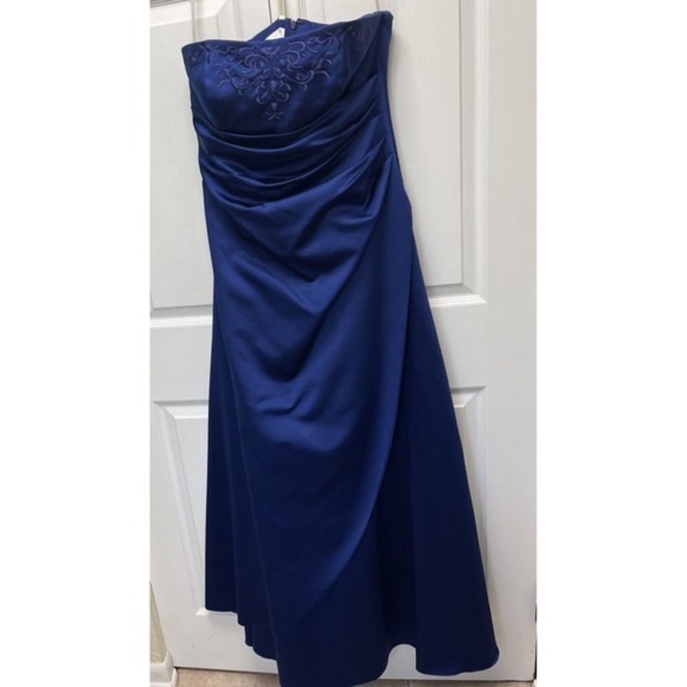 womens davids bridal prom special occasion dress full length Royal blue  size 10